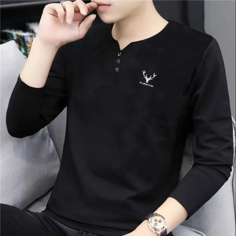 Streetwear Brand Aesthetic - Düğmeli Kazak V Yaka Erkek Tişörtleri